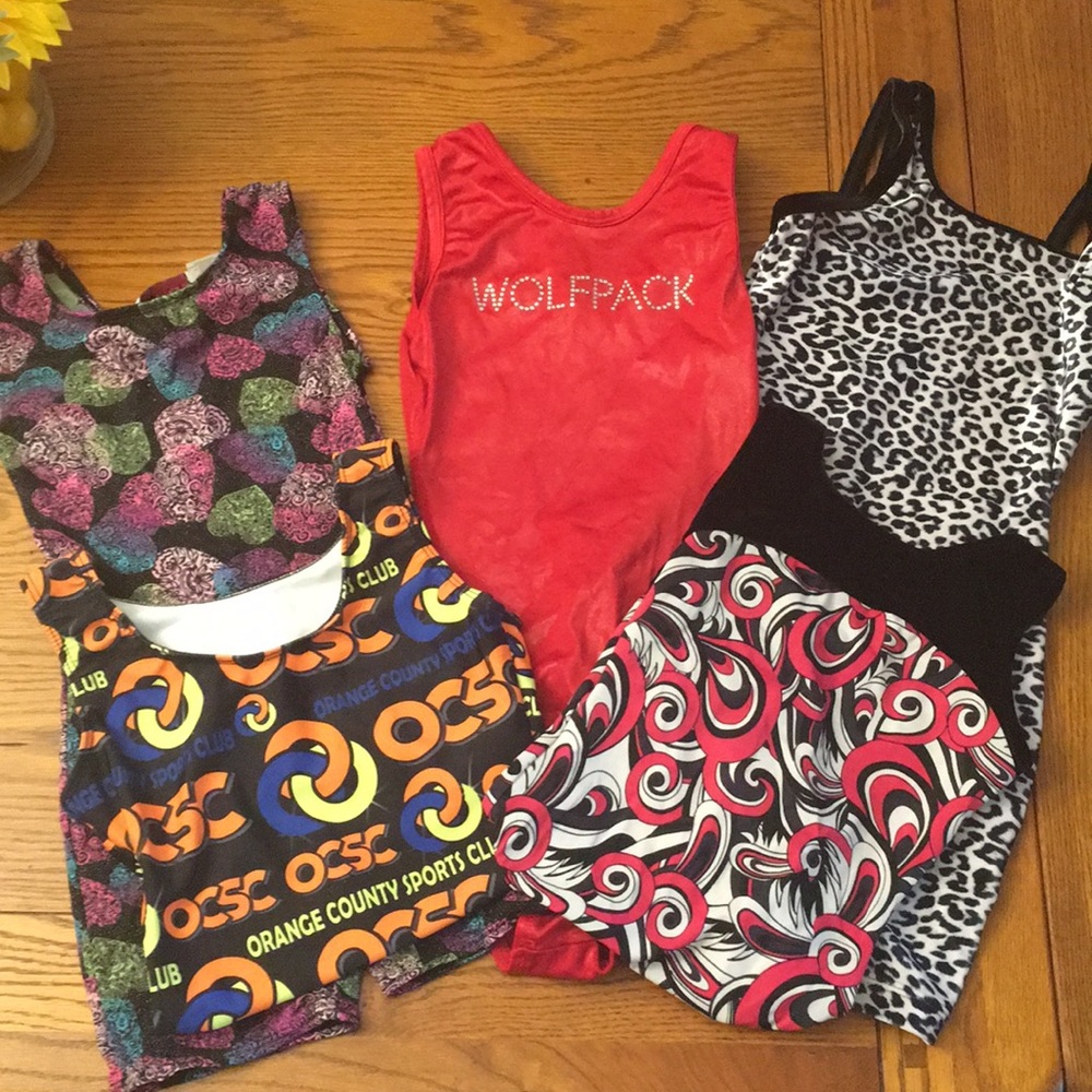 Bundle of 5 Girls Gymnastics/dance Leotards